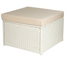 Hocker Polyrattan weiß meliert