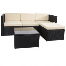 Loungegruppe Polyrattan 13-teilig schwarz