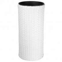 Pflanzgefäß Polyrattan rund weiß 