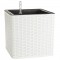 Pflanzgefäß Polyrattan weiß 